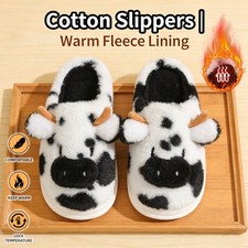 Women's Winter Home Slippers Plush Lining Warm Indoor Cotton Slippers Cute Cow