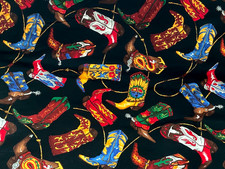 Vintage Nicole De Leon Fabric WELL HEELED Western Boots Alexander Henry 3 yds