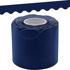 Teacher Created Resources Navy Blue Scalloped Rolled Border Trim - 50ft - Decora