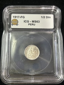 SASA 1917-FG Silver Peru 1/2 Dinero ICG Ms63