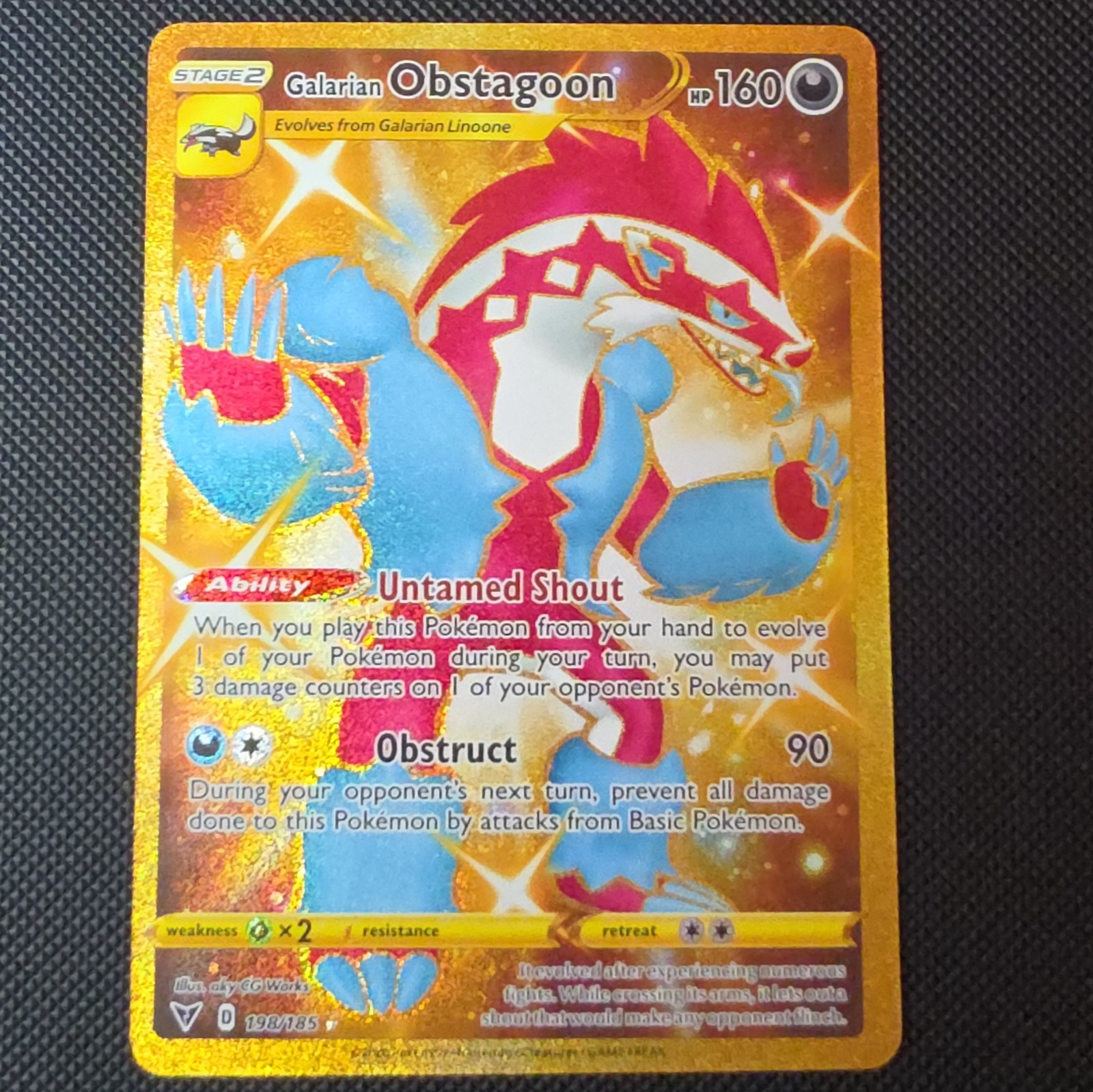 Pokémon TCG Galarian Obstagoon 198/185 Secret Rare Holo FA 160 HP ENG