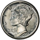 1935-D PCGS AU58 FB Mercury Dime | Booming Luster | 40th Anniversary Label