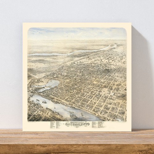 Old Map of Sacramento, CA 1870 - Vintage Sacramento Californ - Picture 3 of 29
