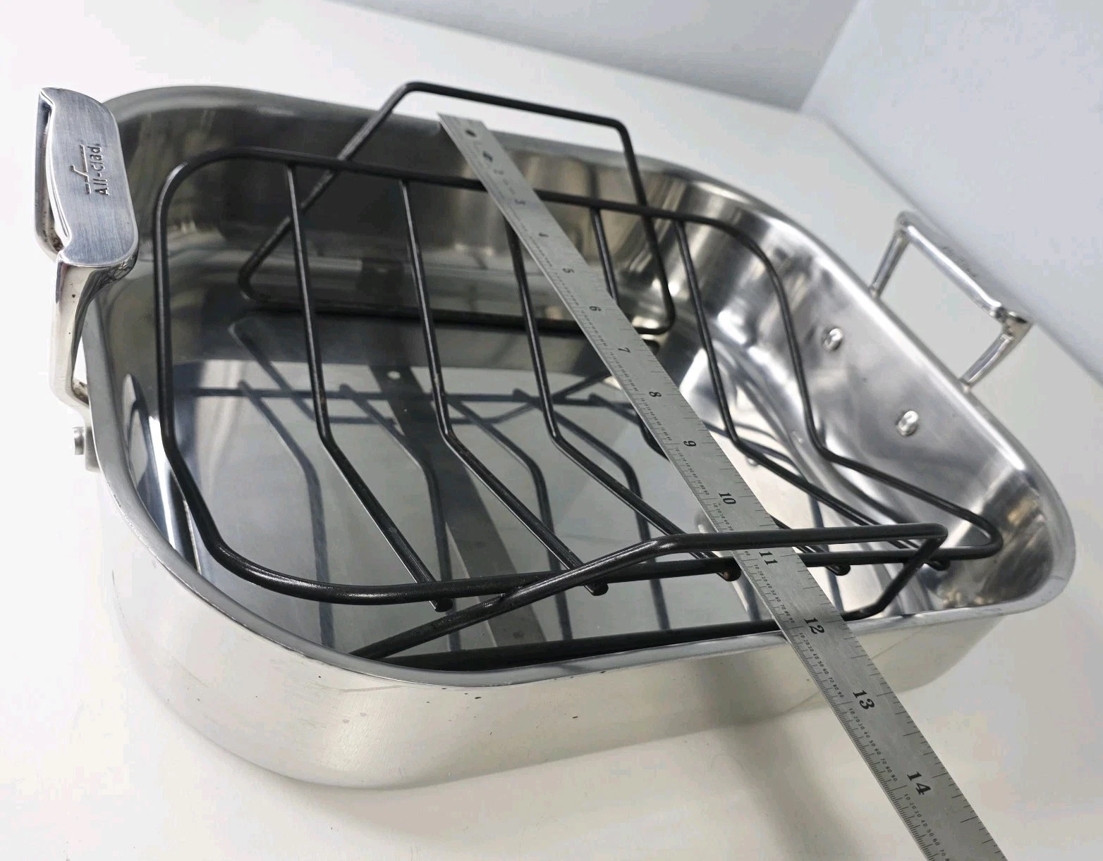 ALL CLAD 14.x 12 x 2.6 Stainless Steel Lasagna Casserole Roasting PAN W Rack