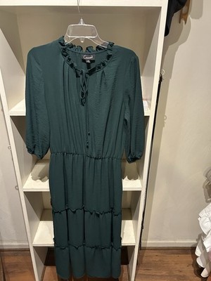 Connected Apparel Boho Green Maxi Dress Women s Size 10