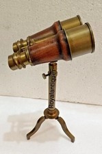 Nautical Vintage Antique Brass Binocular Telescope With Tripod Stand Home Decor