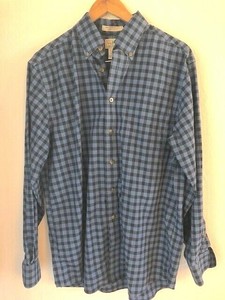 LL Bean Menâs Long Sleeve Collared Blue Plaid Shirt Size XXL Trim Fit Wrin Resis | eBay