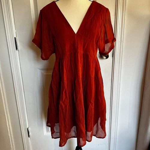 Patrons of Peace Women's Orange V-neck Swing Mini Dress, Size XS