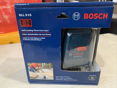 NEW BOSCH GLL 3-15 LASER ALIGNMENT TOOL SELF LEVELING 3 LINE SMART PENDULUM
