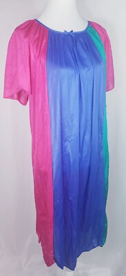 VTG Nancy King Lingerie Nylon Nightgown Sleepwear Knee Length Multi S Vintage