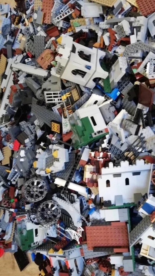 Lote de 100 piezas de castillo Lego a granel: ladrillos, pendientes, castillo pared de roca eructo sin usar, en caja Foto 3 de 4