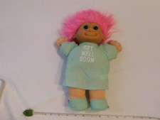 Russ Troll Kidz Baby Doll 12 Blue Hair Footed Pajamas Hat Cap Vintage Pre-owned
