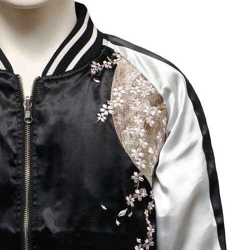 Nishiki × EVANGELION Rei Ayanami Sukajan MA-1 Mt. Fuji Cherry Blossom Reversible - Picture 17 of 19