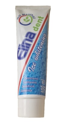 Zahncreme Elina Dent 100 ml ICE whitening mit Menthol belebt erfrischt nat. weiß