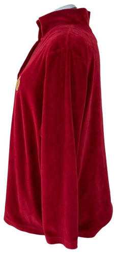 Lauren Ralph CROWN CREST Velours Trainingsjacke Oberteil rot 1/4-Reißverschluss Damengröße 2X - Bild 5 von 12