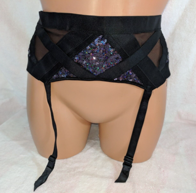 Victoria's Secret Fashion Show 2014 Sequin Bling Garter Belt M/L NEW