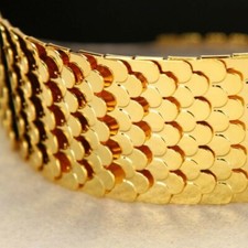 Lady Gold Waist Belt Wide Punk Gothic Corset Vintage Scale Elastic Shiny Fashion