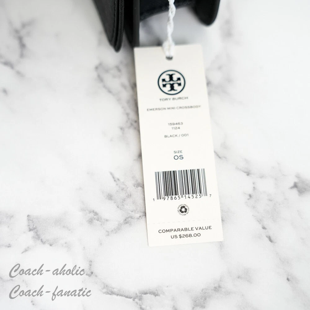 Borsa a tracolla nuova con etichette Tory Burch Emerson Saffiano mini pochette 159463 nera