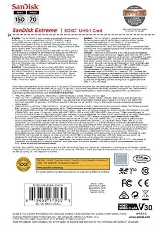 Genuine SanDisk 256GB Extreme PRO SDXC UHS-I V30 4K Class 10 - Image 3 of 3