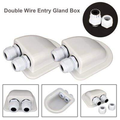 2Pcs Double Wire Cable Entry Gland RV Solar Boat Caravan Roof Panel Junction Box