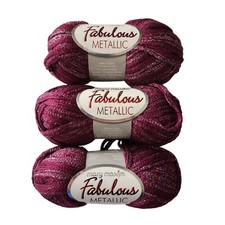 Mary Maxim Fabulous Metallic yarns 3 Plum 834-206 skeins 100 Grams Dye Lot