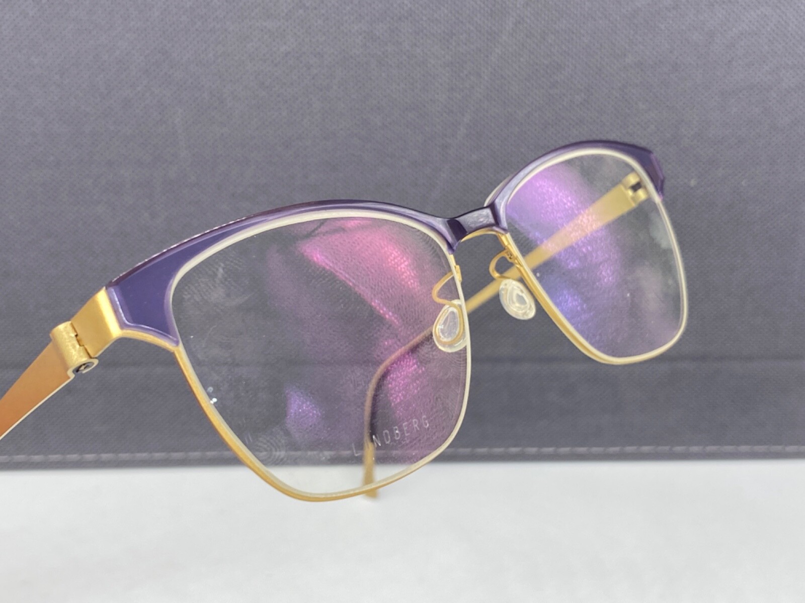 Lindberg Brille Damen Lila gold Eckig Rechteckig große gläser Titan 9805 53