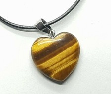 Tigers Eye Necklace Love Heart Pendant Gemstone Healing Stone Crystal Tiger Eye