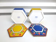 KENZO HEXAGONAL BOWL WITH LID BLUE/YELLOW SET OF 2