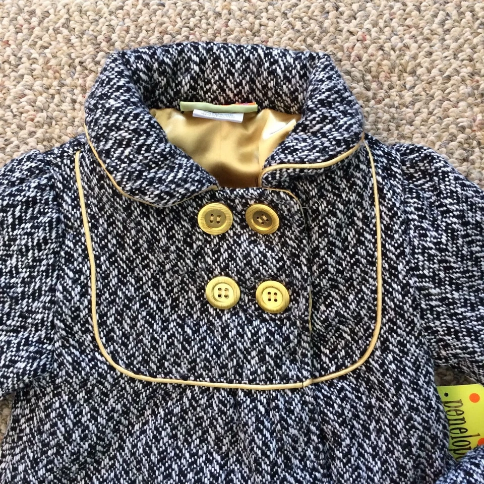 Chapéu Penelope Mack preto forrado Houndstooth $68 meninas criança 4 4T - Imagem 2 de 4