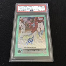 Jazz Chisholm Jr. 2022 Topps Chrome #CVAJCJ /199 Auto Aqua Wave PSA 9 (C)