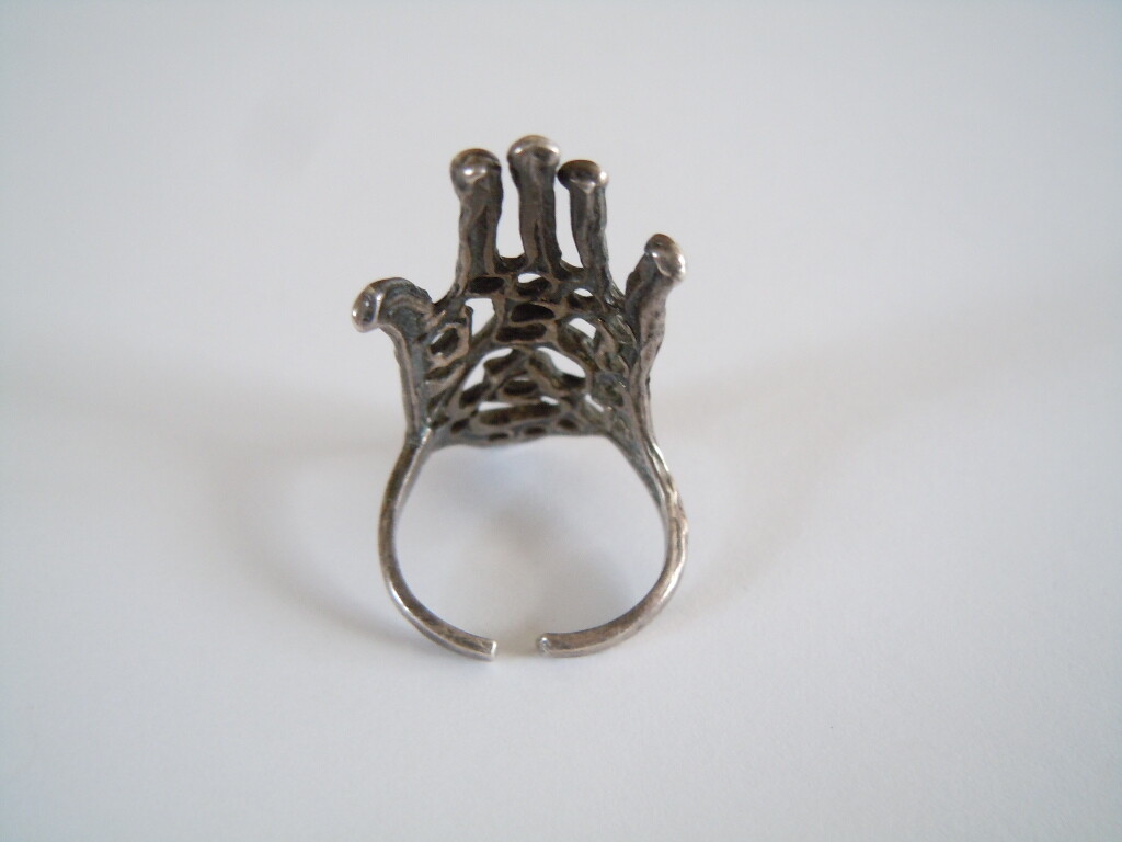925 Silver Ring Motif Hand Openwork Pattern 6.2g … - image 5