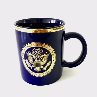 Embassy of the United States Riyadh Saudi Arabia Cup Mug Blue with Gold Seal