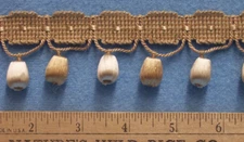 Covered Ball Fringe Trim Gleaming Shades Light & Dark Gold 51 inch NEW!