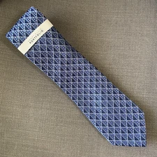 Perry Ellis Men's Classic Neck Tie Blue Vogel Geo Diamond MSRP $55