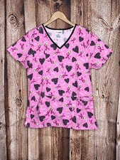 Scrubstar Womens Small Scrub Top Breast Cancer Shirt Nursing Short Sleeve