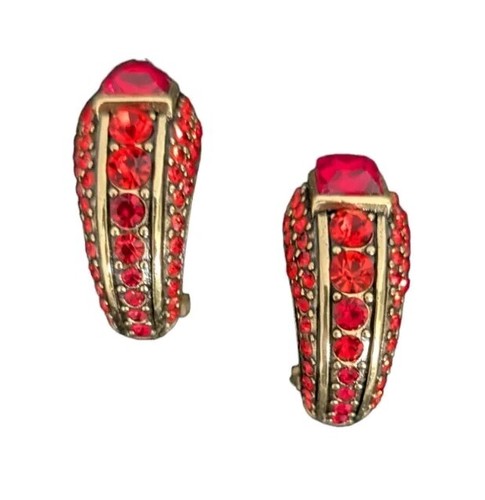 Heidi Daus "Ice Princess" Crystal Hoop Earrings-Light Siam-Pierced-NWT-$99.95 - Picture 2 of 5