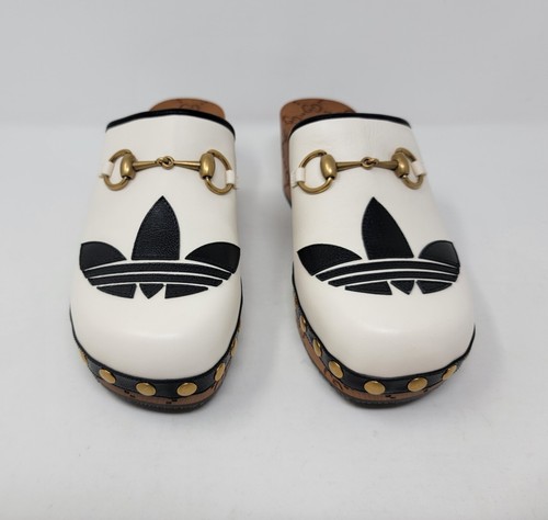 Gucci X Adidas Women’s Horsebit Accent Leather Off White Clogs Size 37 EU 7 US - Picture 8 of 16
