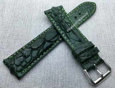 Bracelet De Montre En Cuir Véritable Vert Sauge 20/18mm - Fait Main En Italie | Compatible Omega, Rolex