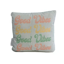Good Vibes throw pillow blue-grey NEW (approximately 13x13 inches)  Accent NWOT