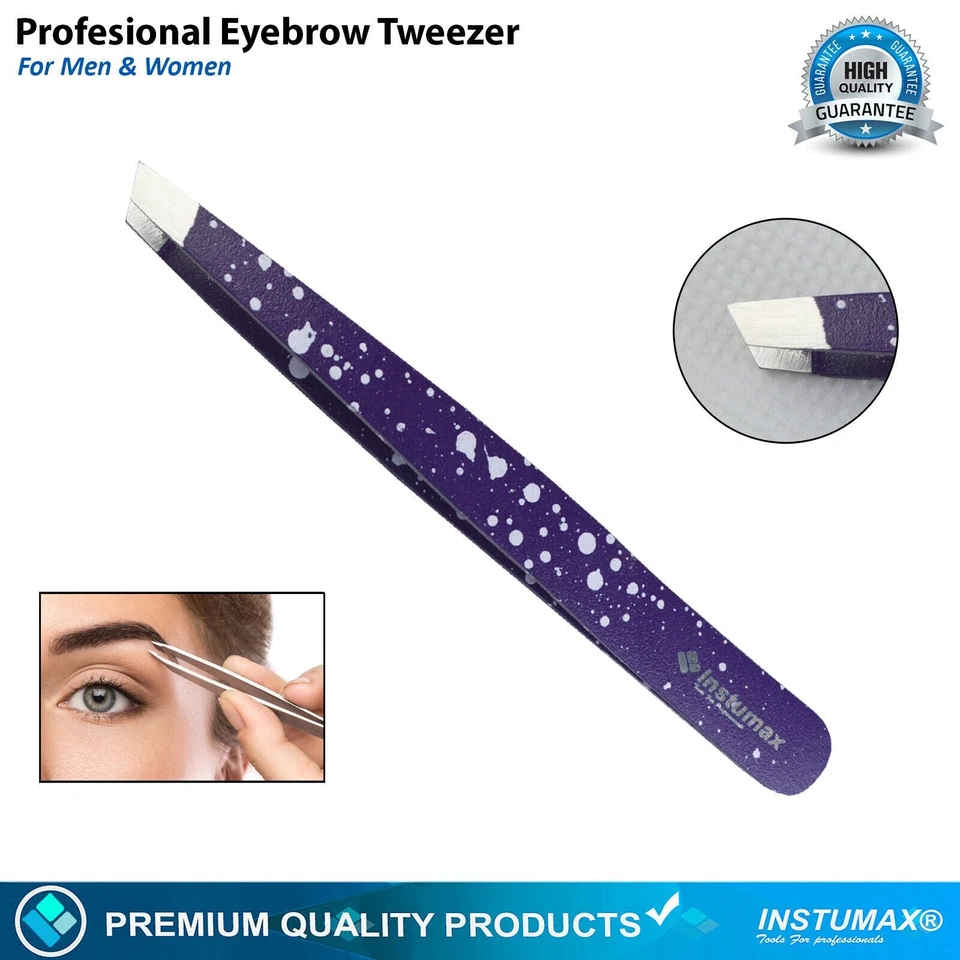 Pinzas profesionales para cejas punta inclinada pinza para cabello de precisión para mujeres y hombres Foto 2 de 4
