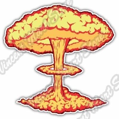 Nuclear Explosion Mushroom Cloud War Car Bumper Window Vinyl Sticker Decal 4''X5''