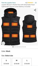 Uupalee Women's Heated Vest With Detachable Hood Lightweight Thermal Jacket (bat