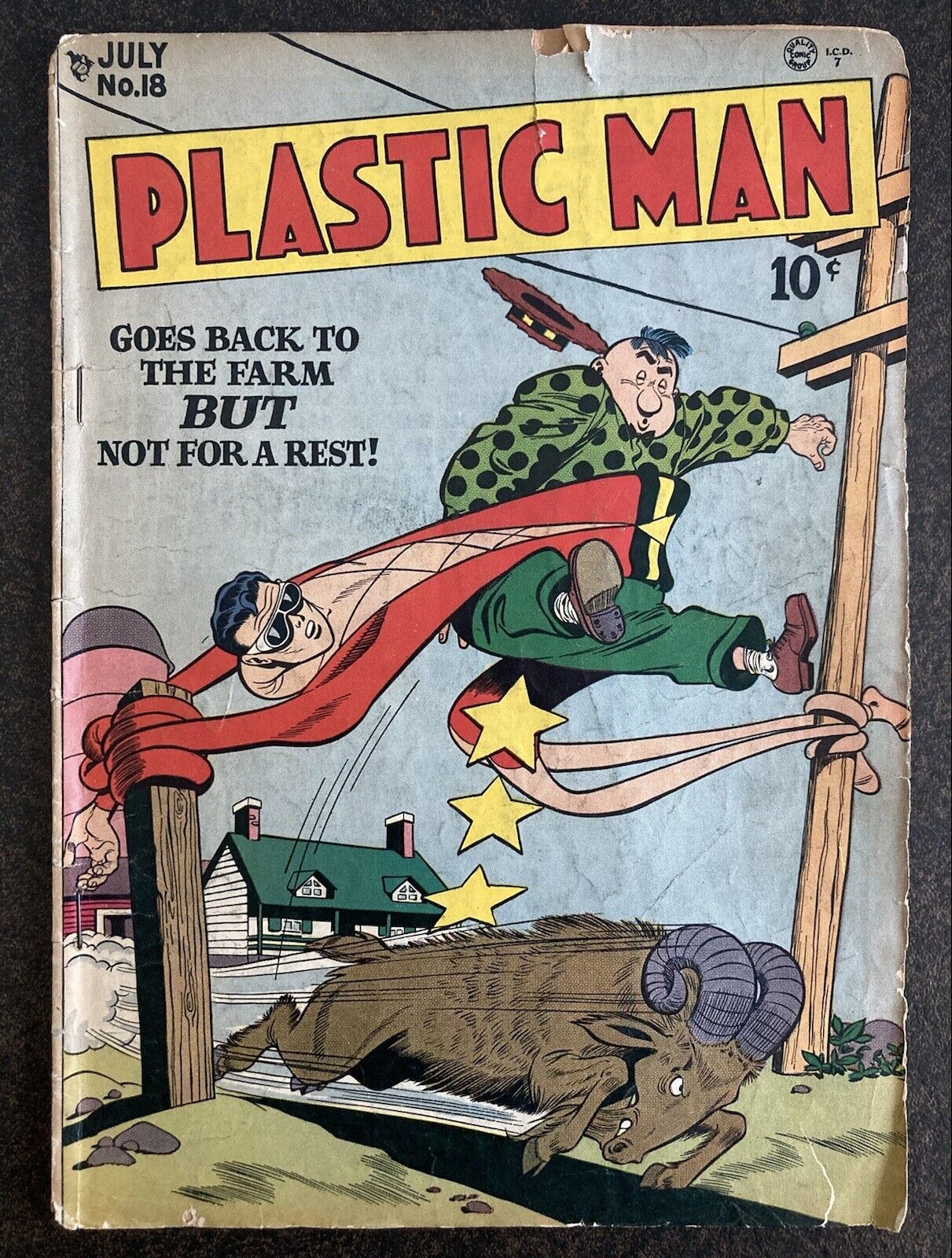 PLASTIC MAN #18 1949 QUALITY COMICS GROUP GOLDEN AGE DC SUPERHERO WOOZY WINKS GA