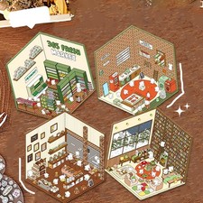 4 Sets DIY 3D House Stickers, Fun DIY Stickers Scene Make Your Own House