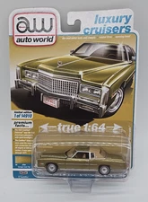 1975 CADILLAC ELDORADO TARRAGON GOLD 1/64 DIECAST BY AUTO WORLD 64352-AWSP098 A