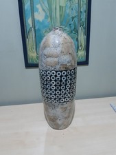Large  Floor Vase Crackleglaze Pattern In Beige With Circles Middle Heavyweight