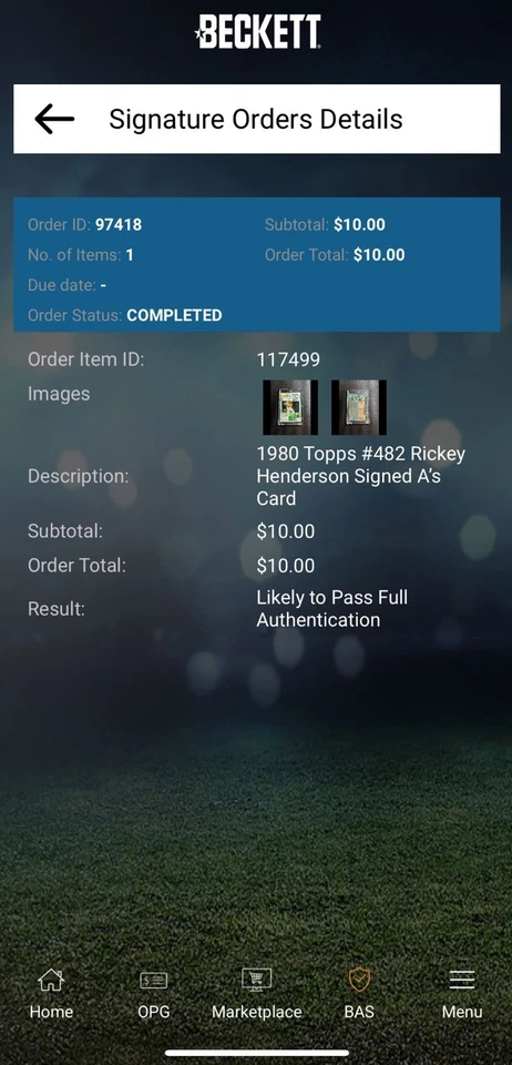 Tarjeta de novato 1980 Topps #482 Rickey Henderson Beckett BAS firmada automática A’s patio Foto 4 de 4