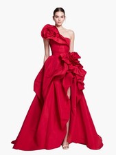 Stunning Marchesa Couture Ballgown Red Silk Size 0 (retails $5995!) Black Tie