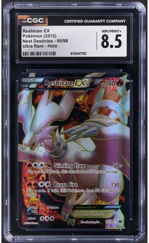 Pokémon TCG CGC 8.5 Reshiram Ex Full Art PSA Card Next Destinities 95/99