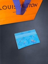Louis Vuitton Blue Lagoon Leather Double Cardholder